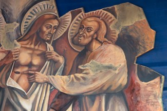 A depiction of Jesus and St. Thomas. (CNS photo/Alessia Giuliani, Catholic Press Photo)