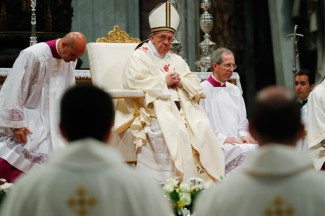 Pope Francis celebrates ordination Mass for new priests in St. Peter's Basilica. (CNS photo/Stefano Rellandini, Reuters)