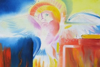 London-based artist depicts Peace of The Holy Spirit: Pentecost — CNS photo/Stephen B Whatley