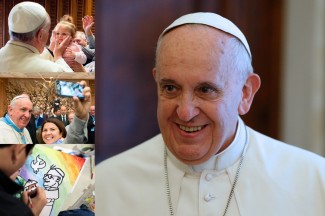 A compilation of photos from Catholic News Service: Left, top and middle by EPA via L'Osservatore Romano. Left, bottom by Ritchie B. Tongo, EPA. Main image by Paul Haring.