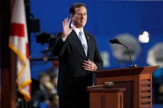 Rick Santorum addresses the Republican National Convention in 2012. (CNS photo/Mike Segar, Reuters) 