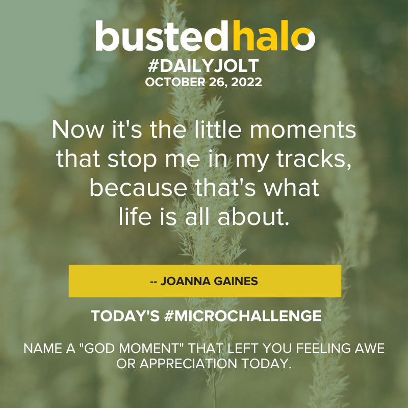 October 26, 2022 Daily Jolt: "Now it's the little moments that stop me in my tracks, because that's what life is all about." -- Joanna Gaines; microchallenge: Name a "God moment" that left you feeling awe or appreciation today.