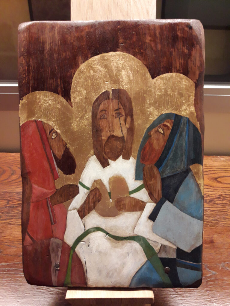 Icon rendering of Jesus on the road to Emmaus